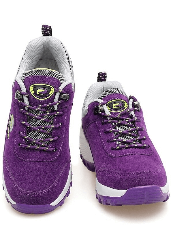 Purple suede women's sports sneakers SF0258 with lace-up closure, lightweight, and animal print accents. Sizes 35-42, heel height 3-5 cm.